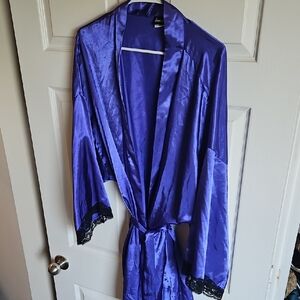 Fredicks Of Hollywood Purple Satin Robe Wrap-Style 3x